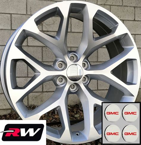 22 Inch Gmc Sierra 1500 Oe Replica Snowflake Wheels Silver Machined Rims 22x9