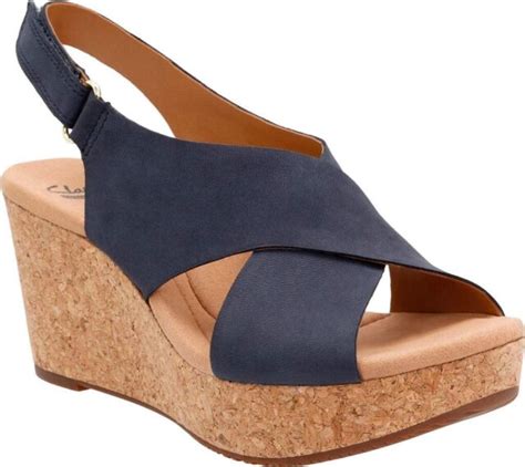 Clarks Annadel Eirwyn Slingback Wedge Sandal Womens In Navy Blue