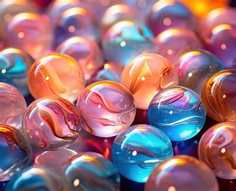 Shiny Colorful Rainbow Glass Marble Balls In A Mesmerizing Pattern