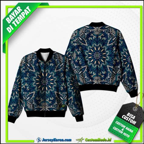 Jual Jaket Bomber Varsity Pria Wanita Motif Bunga Motif Batik