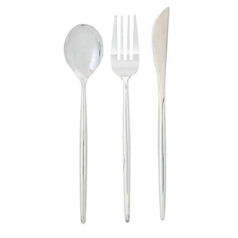 CHIC SILVER PLASTIC FLATWARE SET – CONFETTIMYPARTY