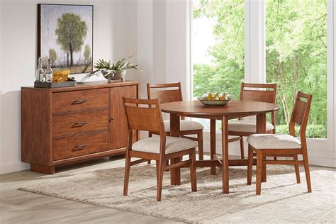 Surrey Ellis 5 Pc Brown Dark Wood Dining Room Set With Round Dining