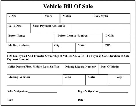 Car Bill Of Sale Form Georgia Free Printable