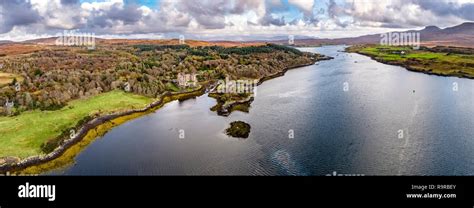 Aerial autumn view of Dunvegan Castle, Isle of Skye - Aerial Stock ...