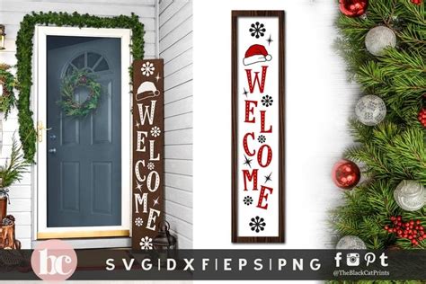 Welcome Sign Svg Christmas Vertical Porch Sign Svg