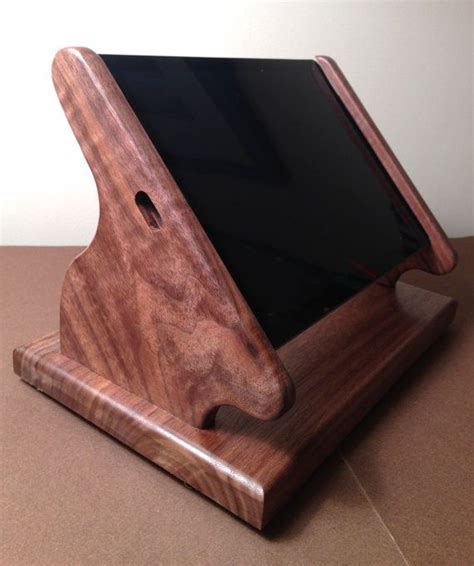 Black Walnut iPad Air iPad 9 7 Stand with Swivel Base Pequeños