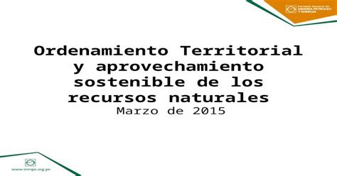 Ordenamiento Territorial Y Aprovechamiento Sostenible De Los Recursos