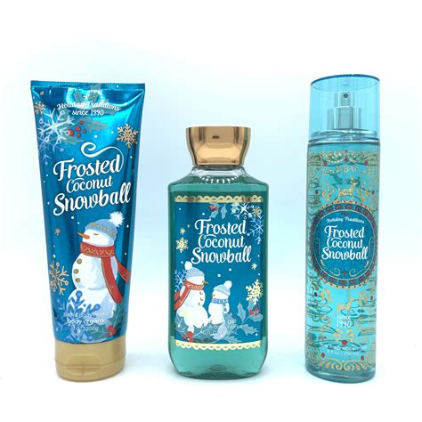 Bath And Body Works Frosted Coconut Snowball Body Cream Shower Gel And