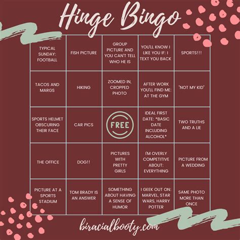 Dating App Bingo Bingo Card