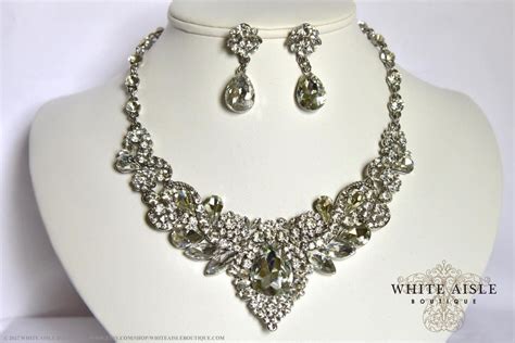 Vintage Inspired Bridal Jewelry Set Crystal Wedding Statement