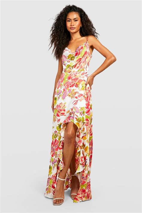 Floral Ruffle Maxi Slip Dress Boohoo Uk