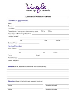 Fillable Online Cff Honoree Application Cystic Fibrosis Foundation