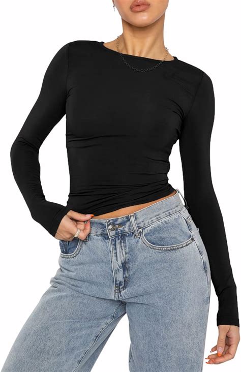 Women Skims Dupes Long Sleeve T Shirt Y2k Sexy Slim Fitted Basic Tight