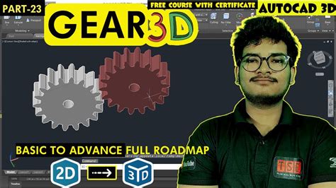 Autocad 3d Tutorial For Beginners From 2d To 3d Part 23 How To Make Gear Youtube