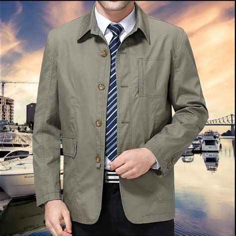 M 4xl New Spring And Autumn Middle Aged Men Lapel Casual Thin Jacket