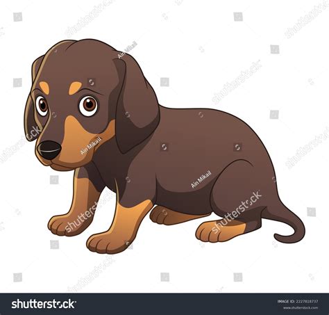 Little Dachshund Dog Cartoon Animal Illustration Stock Vector Royalty