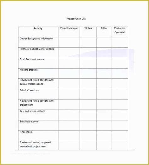 Free Punch List Template Of Punch List Sample Pdf Project Management Checklist ...