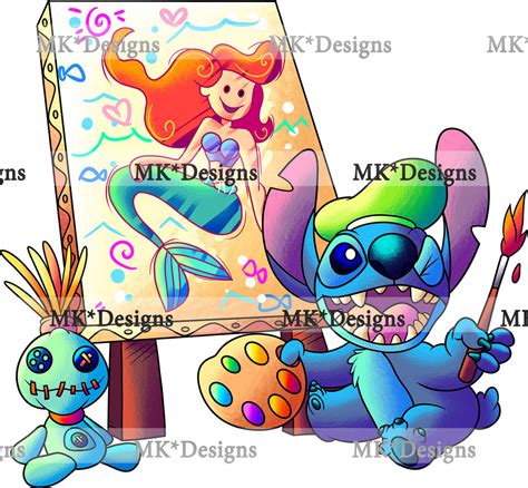 Mermaidstitch Drawing Dtf Transfer Mkdesigns Fabric