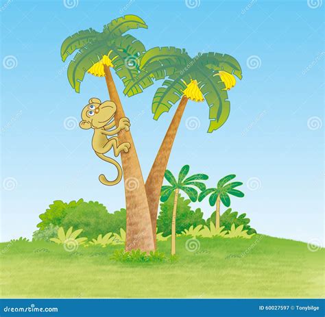 Monkey Climbing The Vine Cartoon | CartoonDealer.com #208218213