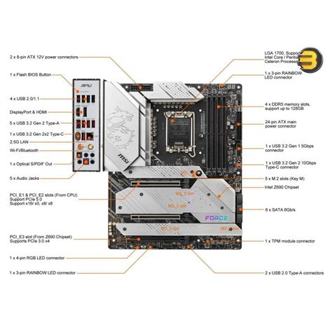 Msi Mpg Z Force Wifi Ddr Lga Intel Z Sata Gb S Atx Intel