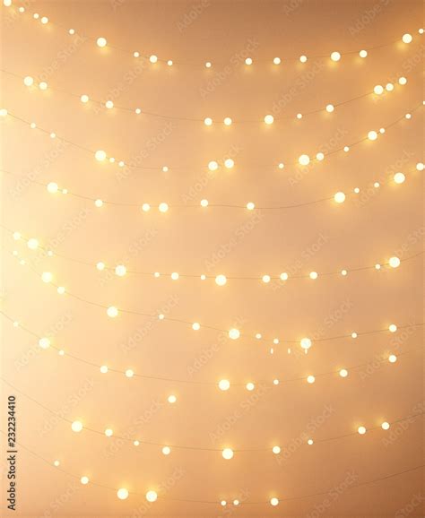 fairy lights on the wall background Stock Illustration | Adobe Stock