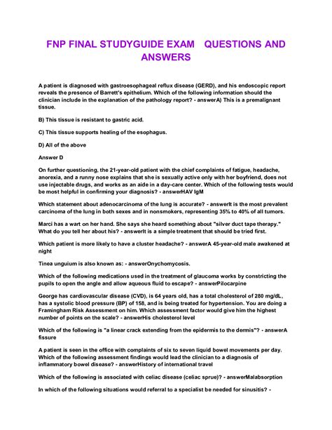 Fnp Final Studyguide Exam Questions And Answers Browsegrades