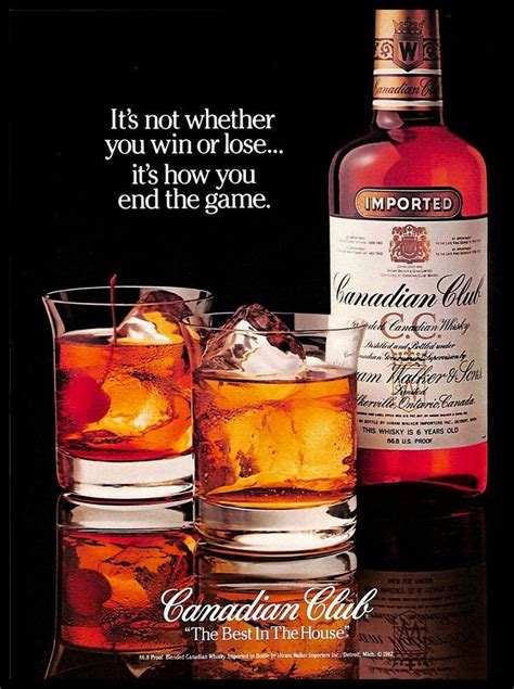 1983 Canadian Club Whisky Alcohol Vintage Print Ad On The Rocks Drinking Glass Canadianclub