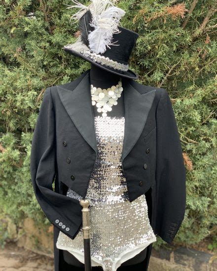 Masquerade Black And Silver Tailcoat Showgirl Costume For Hire Showgirl