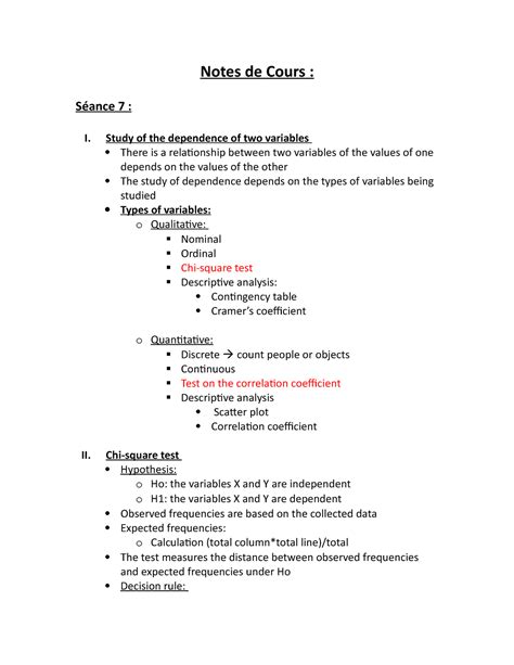 Notes de Cours Note avant séance Notes de Cours Séance 7 I