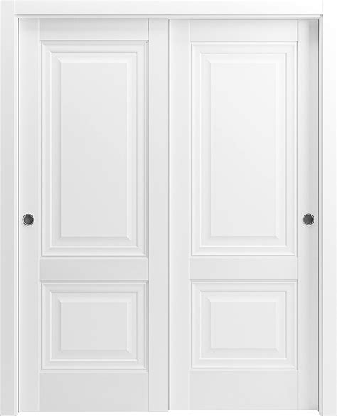 Sliding Closet Bypass Doors 36 X 96 Inches Lucia 8831 White Silk Sturdy Rails Trims Hardware