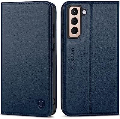 Shieldon Etui Galaxy S21 FE 5G Housse Folio Cuir Véritable Coque à