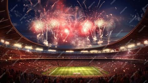 Premium AI Image | Fireworks over the stadium