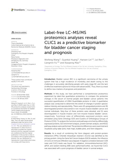 Pdf Label Free Lc Ms Ms Proteomics Analyses Reveal Clic As A