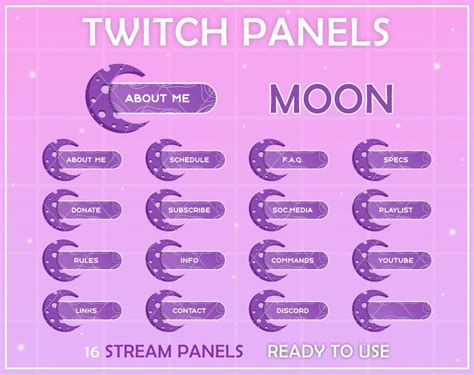 Twitch Moon Panels Overlay Badges Cute Kawaii Panels For Streaming