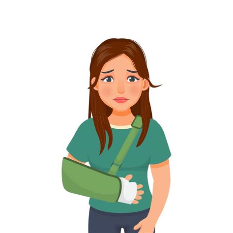 Sad Young Woman With Broken Arm Suffering From Hand Injury Wearing Hand