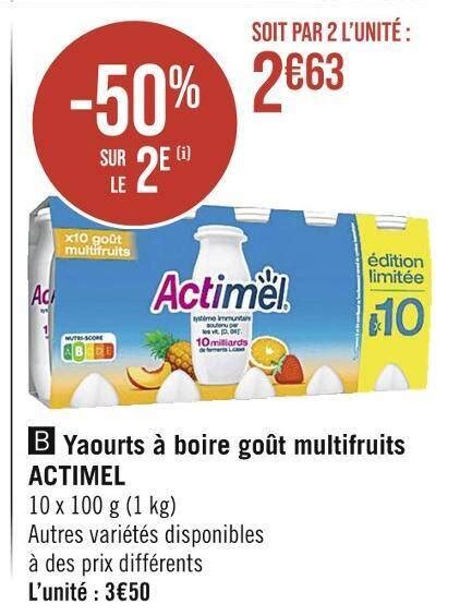 Promo ACTIMEL Yaourts à boire goût multifruits chez Supermarchés