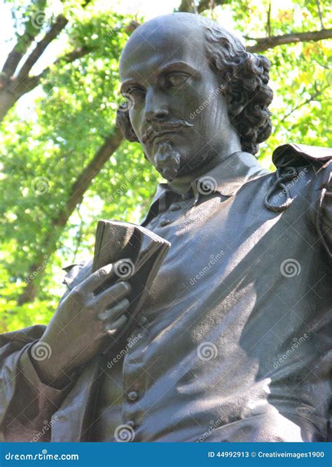 Statue of William Shakespeare in Central Park, New York City Stock