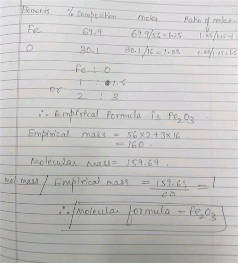 Determine The Molecular Formula Of An Oxide Of Iron In Which The