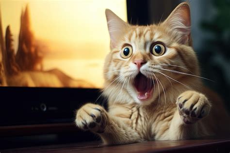 Premium Photo | Funny surprised cat with open mouth A cute kitten shocked