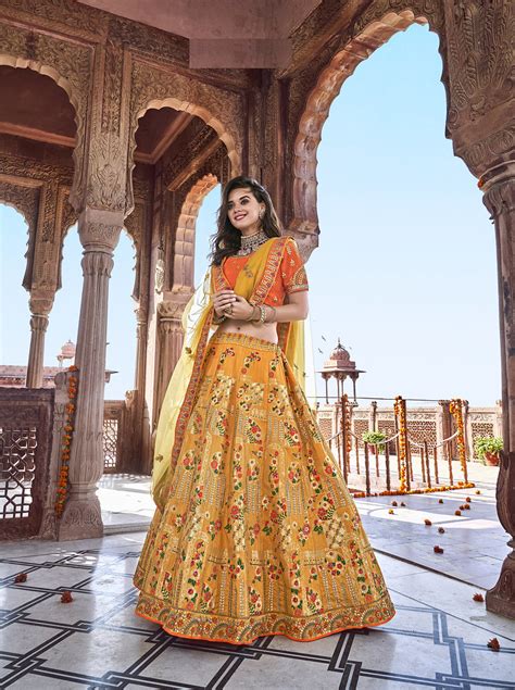 LM 1012713 Yellow Silk Jacquard Traditional Lehenga Choli Flickr