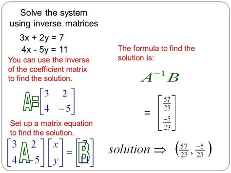 Using Inverse Matrix To Solve Systems Of Equations