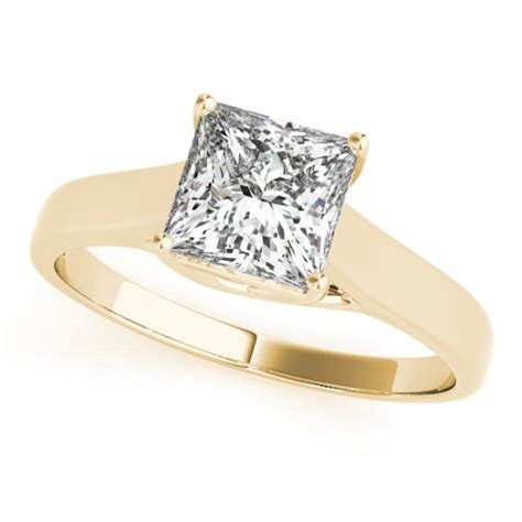 Diamond Princess Cut Solitaire Engagement Ring 14k Yellow Gold 124ct Ng5082