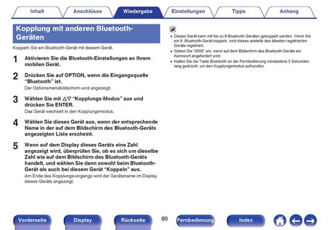 Kopplung Mit Anderen Bluetooth Ger Ten Denon Avr X W