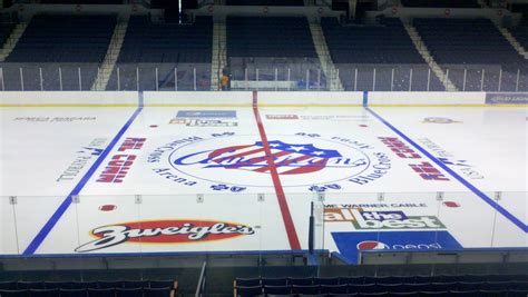 The Finished Amerks Logo at Center Ice · Let's Go Amerks!