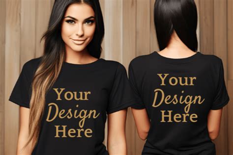 Front And Back Black Gildan 5000 Mockup Graphic By Lara S Designs