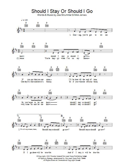 Should I Stay Or Should I Go | Sheet Music Direct