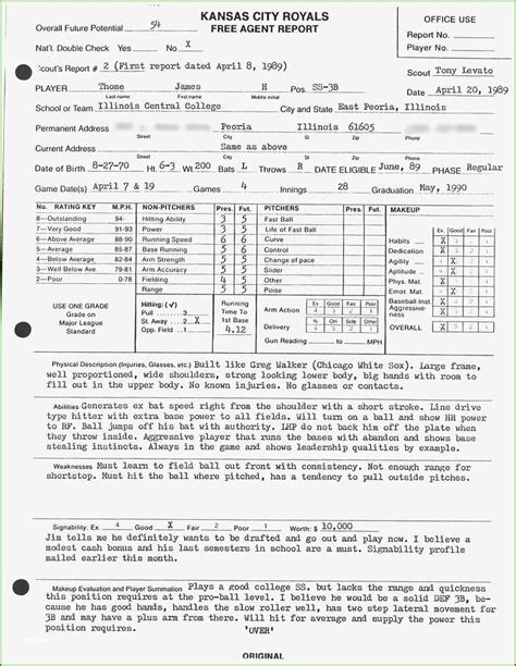 Baseball Scouting Report Template