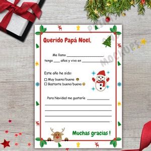 Carta A Papá Noel Y Su Respuesta en Español Imprimible En Formato A4