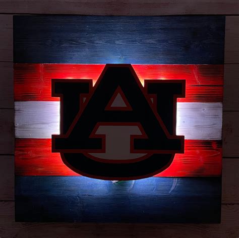 Auburn Tigers Rustic Wood Led Lit Mancave Wall Art Sign Etsy