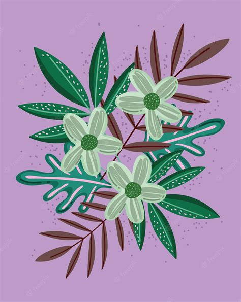 Premium Vector | Green flowers and foliage